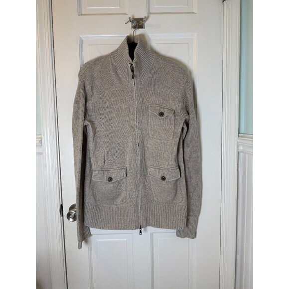 Banana Republic Men's Full Zip Tan Sweater Size L - Picture 1 of 11